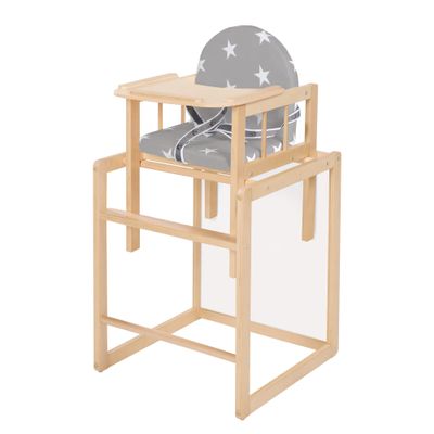 roba Convertible High Chair with Tray, Natural Wood, Padded Little Stars Seat 7512F190