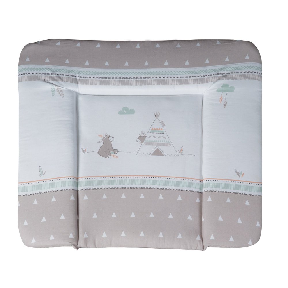 roba Indibr Changing Pad 85 x 75 cm, Soft Bear Design, PU-Coated, Gray/Brown