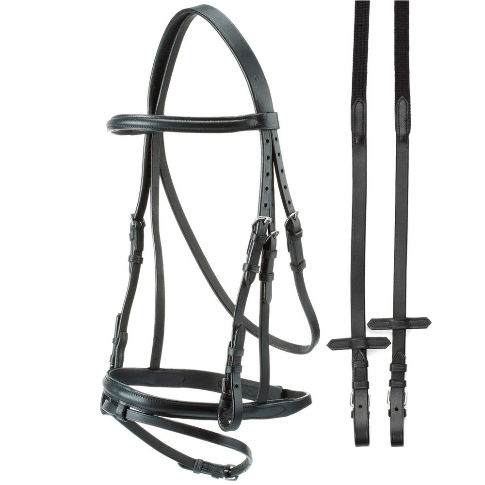 Shetland English Bridle with Flat Leather Browband and Cavesson Noseband