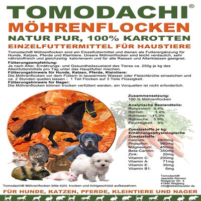 Tomodachi Carrot Flakes for Cats, BARF Vegetable Supplement, 5 kg Bag
