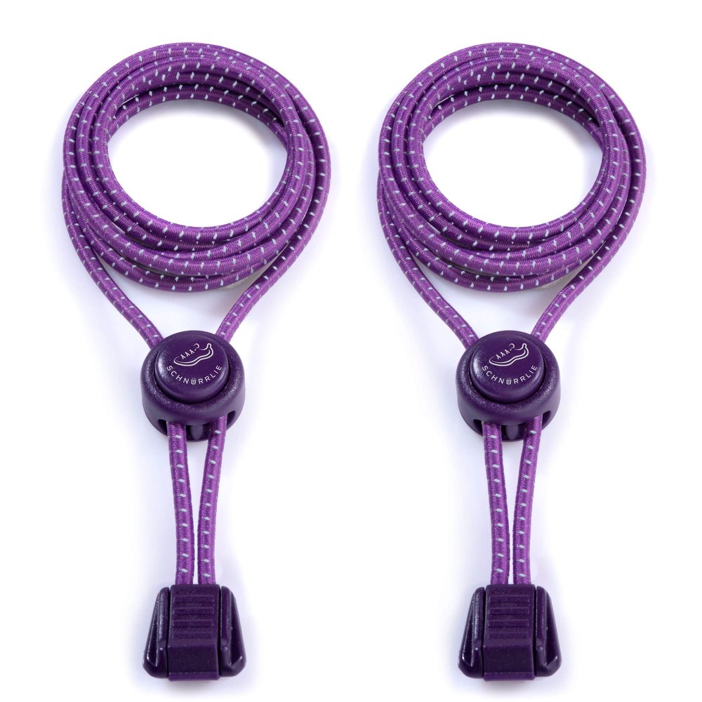 SCHNURRLIE Elastic Shoelaces, No-Tie Quick-Lacing System, Kids and Adults, 1 Pair, Purple