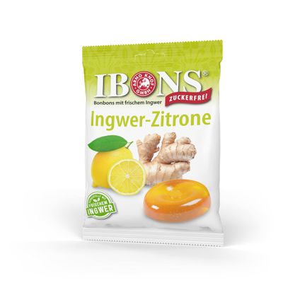 IBONS Sugar-Free Ginger-Lemon Hard Candies, 75 g