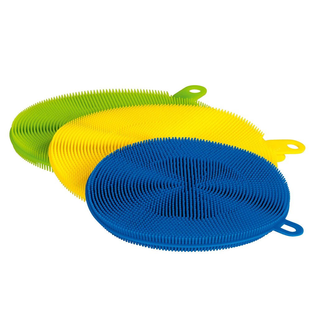 CLEANmaxx 02619 Silicone Sponge/Brush Set, 3 Pieces, Antibacterial, 12/14 cm