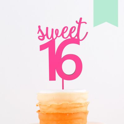 KLEINLAUT 3D Lettering Cake Topper Sweet 16, Pastel Green, 15 x 27.1 cm