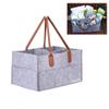 MCUILEE Gray Felt Baby Diaper Caddy with Brown Leather Handle view 1