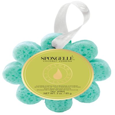 Spongell Wild Flower Puffer Shower/Bath Sponge, Coconut Herb