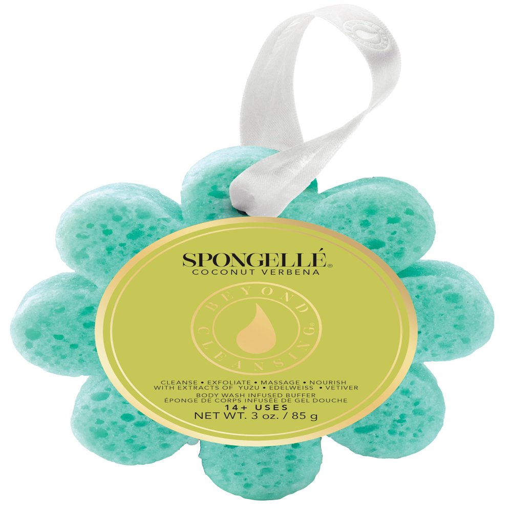 Spongell Wild Flower Puffer Shower/Bath Sponge, Coconut Herb