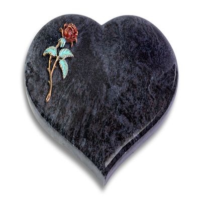 Heart-Shaped Grave Marker Coeur 40 x 30 x 7 cm, Orion Granite, Polished, with Engraving
