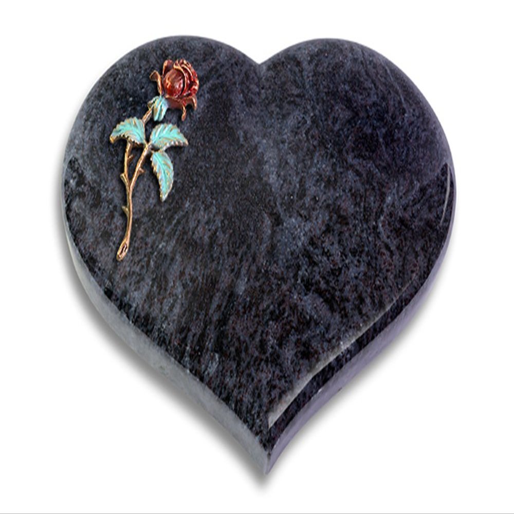Heart-Shaped Grave Marker Coeur 40 x 30 x 7 cm, Orion Granite, Polished, with Engraving