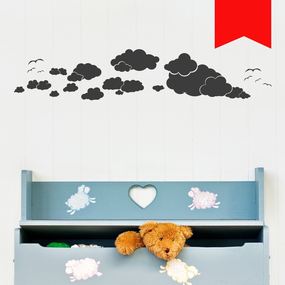 WANDKINGS Wall Decal - Clouds - 160 x 32 cm - Light Red - Choose from 5 Sizes & 35 Colors