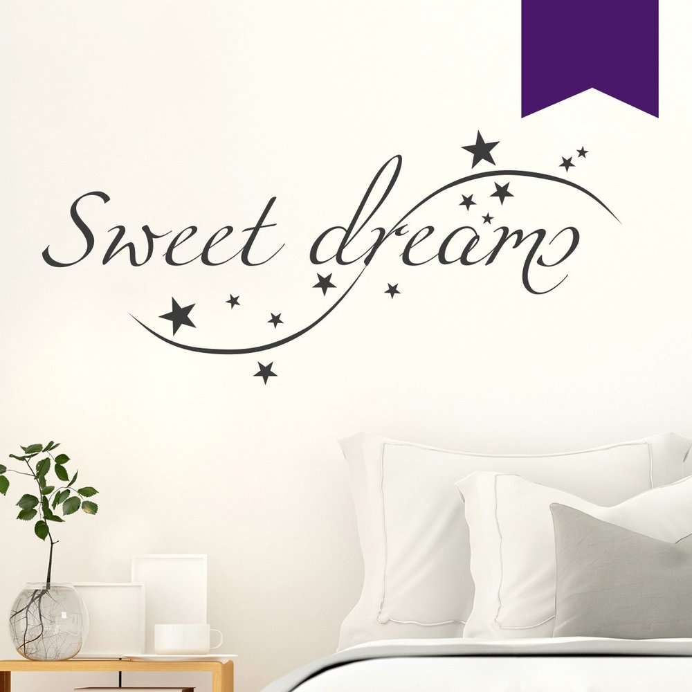 WANDKINGS Wall Decal – Sweet Dreams – 50 x 22 cm – Purple – Choose from 5 Sizes & 35 Colors