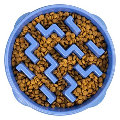 Outward Hound Large Slow Feeder Dog Bowl, Blue