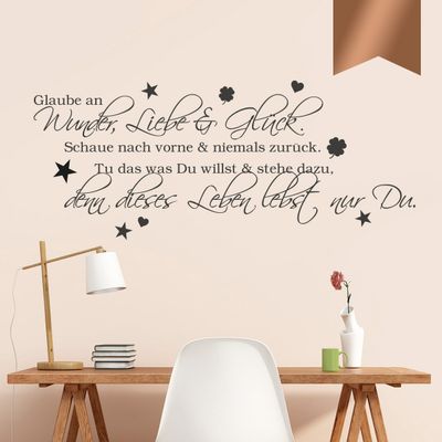 WANDKINGS Wall Decal – Believe in Miracles, Love & Happiness – 75 x 32 cm – Copper