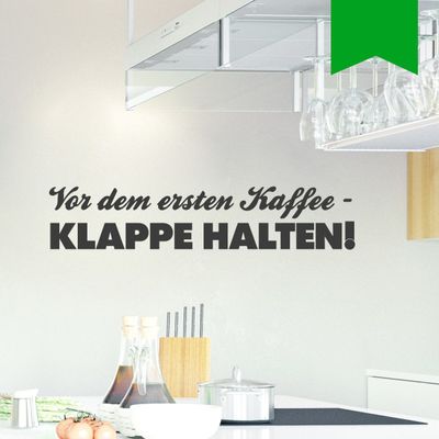 WANDKINGS Wall Decal – Before the First Coffee, Keep Quiet! – 210 x 42 cm – Yellow-Green – 5 Sizes & 35 Colors