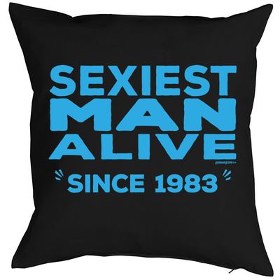 Mega Shirt 38th Birthday Gift Idea Pillow with Filling “Sexiest Man Alive Since 1983” Decorative Cushion for 38-Year-Olds