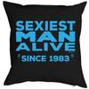 Mega Shirt 38th Birthday Gift Idea Pillow with Filling “Sexiest Man Alive Since 1983” Decorative Cushion for 38-Year-Olds view 1
