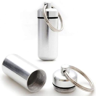 1–50 pcs. Geocaching Hide Tube, Aluminum Pill Container with Key Ring, Silver (20)