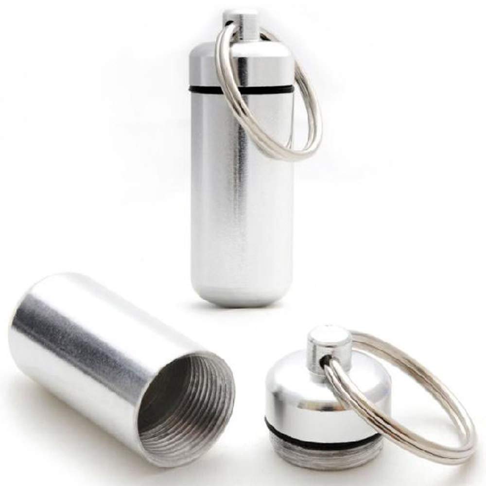 1–50 pcs. Geocaching Hide Tube, Aluminum Pill Container with Key Ring, Silver (20)