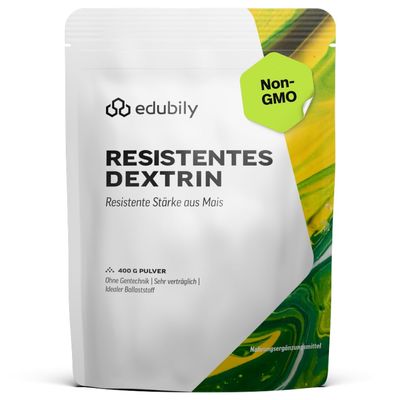 edubily Resistant Dextrin Fiber Powder, Resistant Starch Type 4 from Non-GMO Corn, with PLA Measuring Scoop, Lab Tested (400 g)