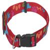 CHAPUIS SELLERIE Adjustable Nylon Dog Collar with Paw Print Design, Red view 1