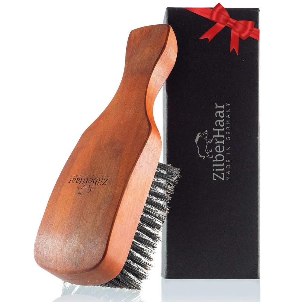 ZilberHaar Hair and Beard Brush for Men – Stiff Boar Bristles and Pear Wood – for All Beard and Hair Types – Made in Germany