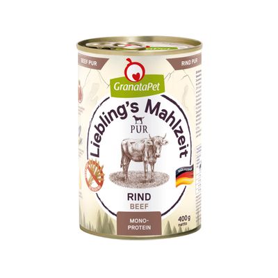 GranataPet Liebling's Mahlzeit PUR Beef, Monoprotein, 6 x 400 g