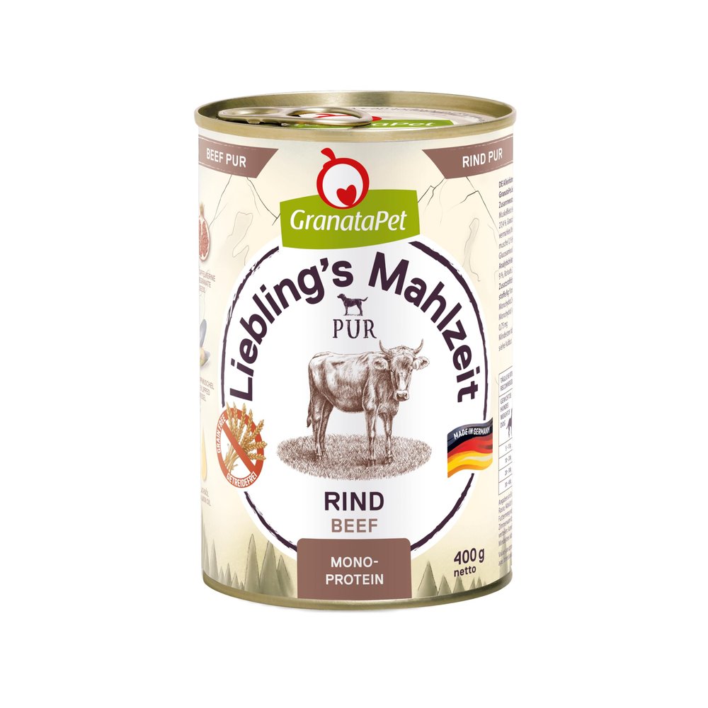 GranataPet Liebling's Mahlzeit PUR Beef, Monoprotein, 6 x 400 g