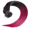 Natural Black/Burgundy Ombre Bonding Extensions, 100% Remy Human Hair, 50 x 1 g, 60 cm, U-Tip Keratin view 2