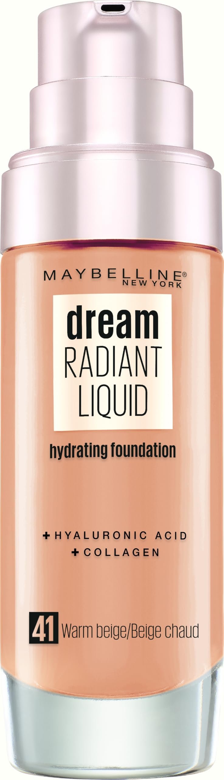 Maybelline New York Dream Radiant Liquid Foundation, No. 41 Warm Beige, 30 ml