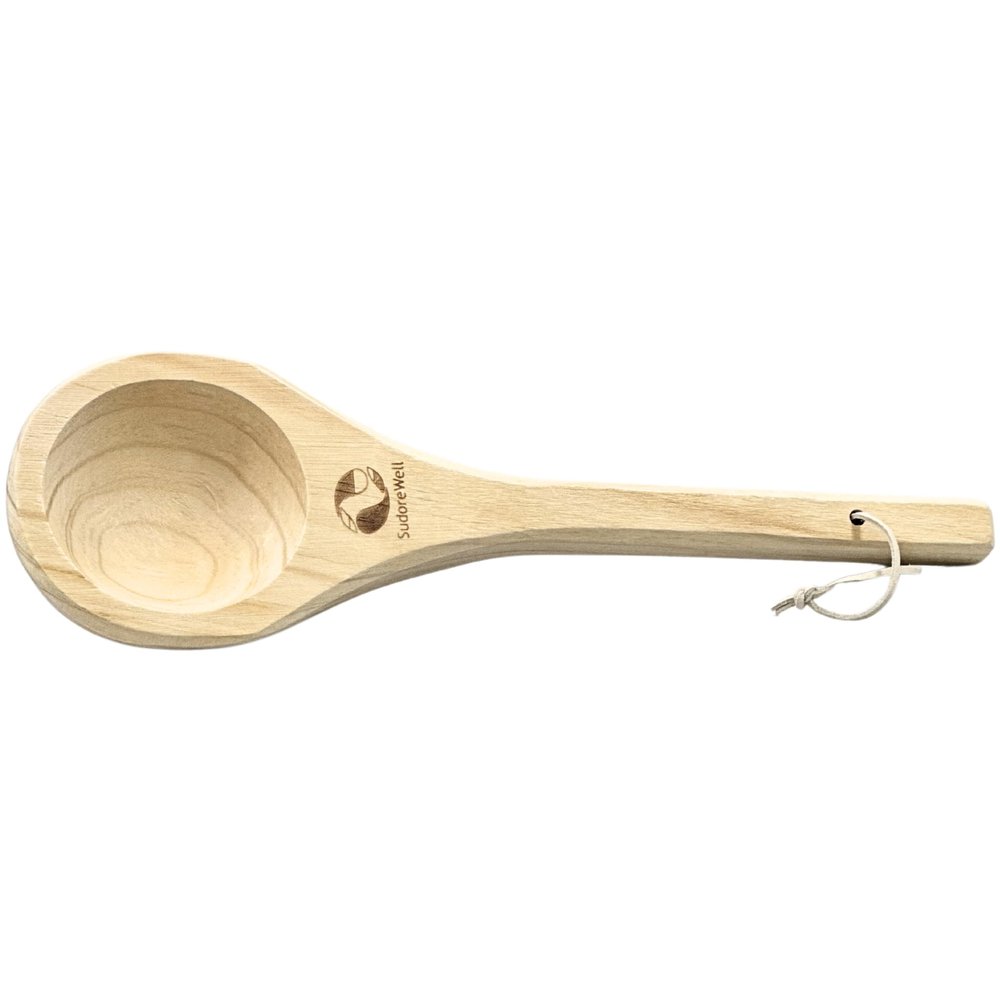 SudoreWell 40 cm Softwood Sauna Ladle with Leather Strap