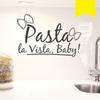 WANDKINGS Wall Decal – “Pasta la Vista, Baby!” with 2 Butterfly Noodles, 100 x 66 cm, Sulfur Yellow view 1