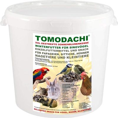 Tomodachi XXL Striped Sunflower Seeds with Shell for Chickens, 1 kg Bucket