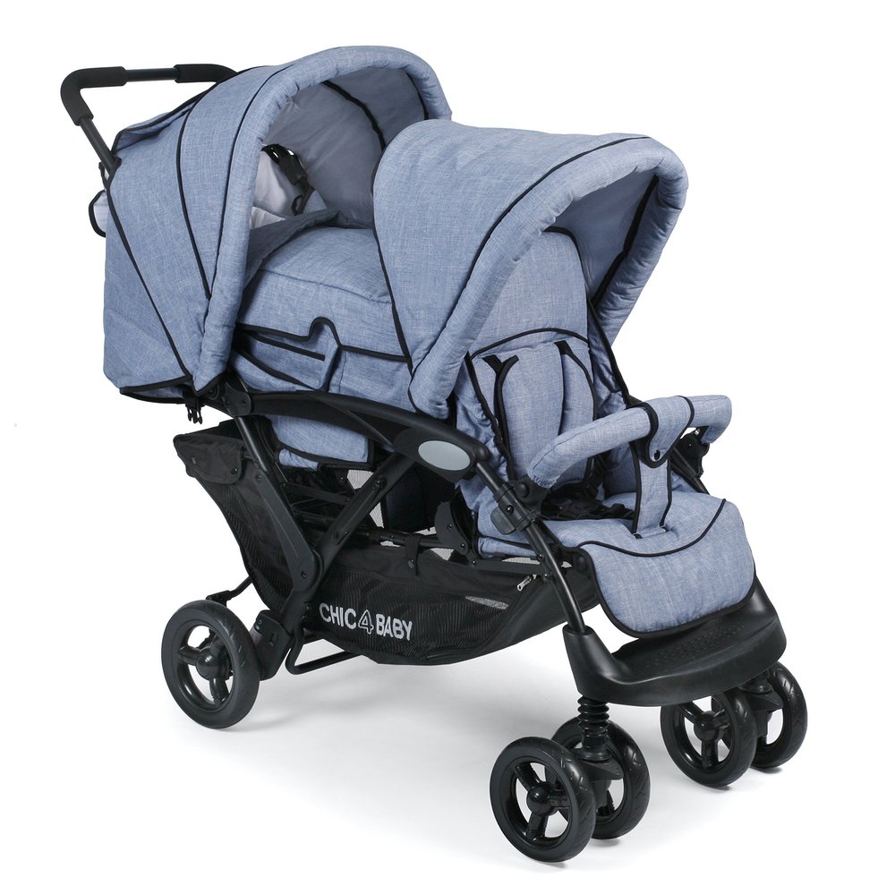 CHIC 4 BABY 274 55 Duo Sibling Stroller, Light Blue/Blue