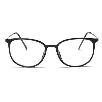 lasree Fashion Full-Rim Myopia Glasses, -5.50, Glossy Black Frame