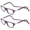 TBOC 2-Pack Reading Glasses for Men and Women, +1.50 Diopters, Dark Violet, Foldable Magnetic-Closure Frames view 1
