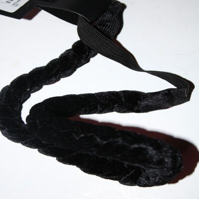 Traditional Costume Velvet Braided Headband, Black