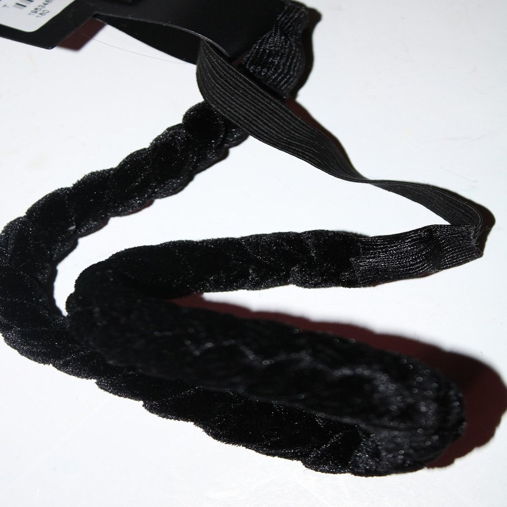 Traditional Costume Velvet Braided Headband, Black