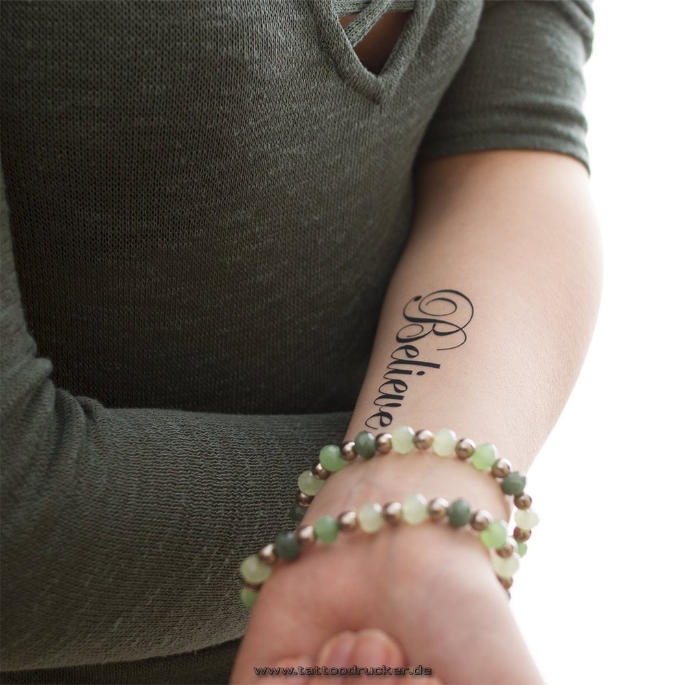 10 x Believe - Black Temporary Tattoo Lettering (10)