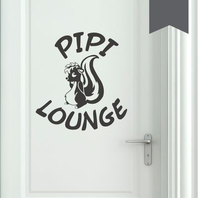 WANDKINGS Wall Decal – WC Skunk “Pee Lounge” – 10 x 9 cm – Dark Gray