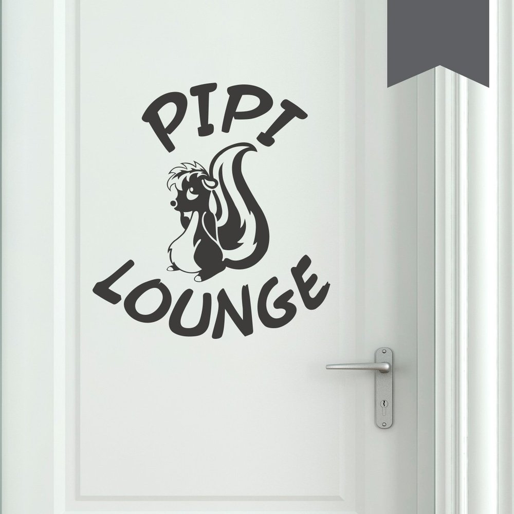 WANDKINGS Wall Decal – WC Skunk “Pee Lounge” – 10 x 9 cm – Dark Gray