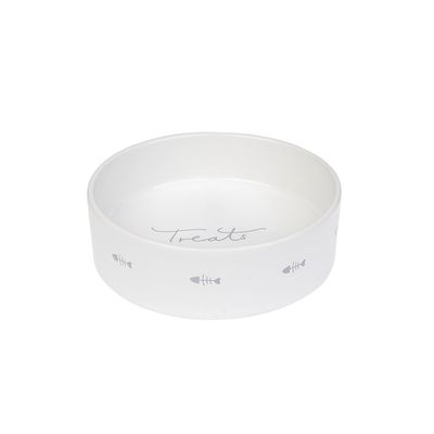 Sophie Allport Cat Bowl – Cat/Fish Bone – Small, Porcelain, White/Grey