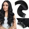 LaaVoo Microring Extensions Natural Black Remy Human Hair Straight, 50g, 1g/Strand, 40cm, #1 view 1