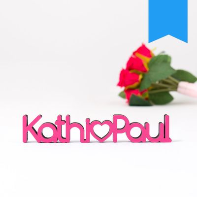 KLEINLAUT Personalized 3D Name Sign with Heart – Choose Width & Color – 10 cm Wide – Neon Blue