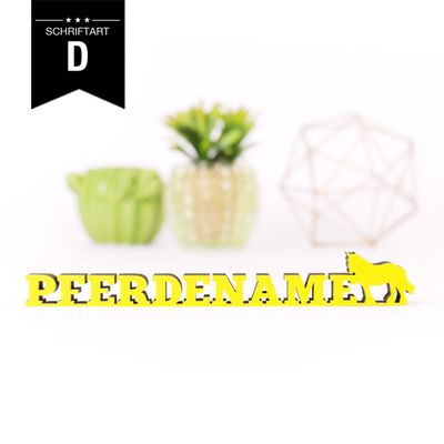 KLEINLAUT Custom 3D Name Sign – Horse Name with Silhouette – 15 cm Wide – Natural – Font D