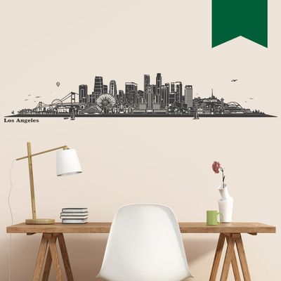 WANDKINGS Wall Decal – Los Angeles Skyline – 160 x 29 cm – Dark Green – Choose from 6 Sizes & 35 Colors