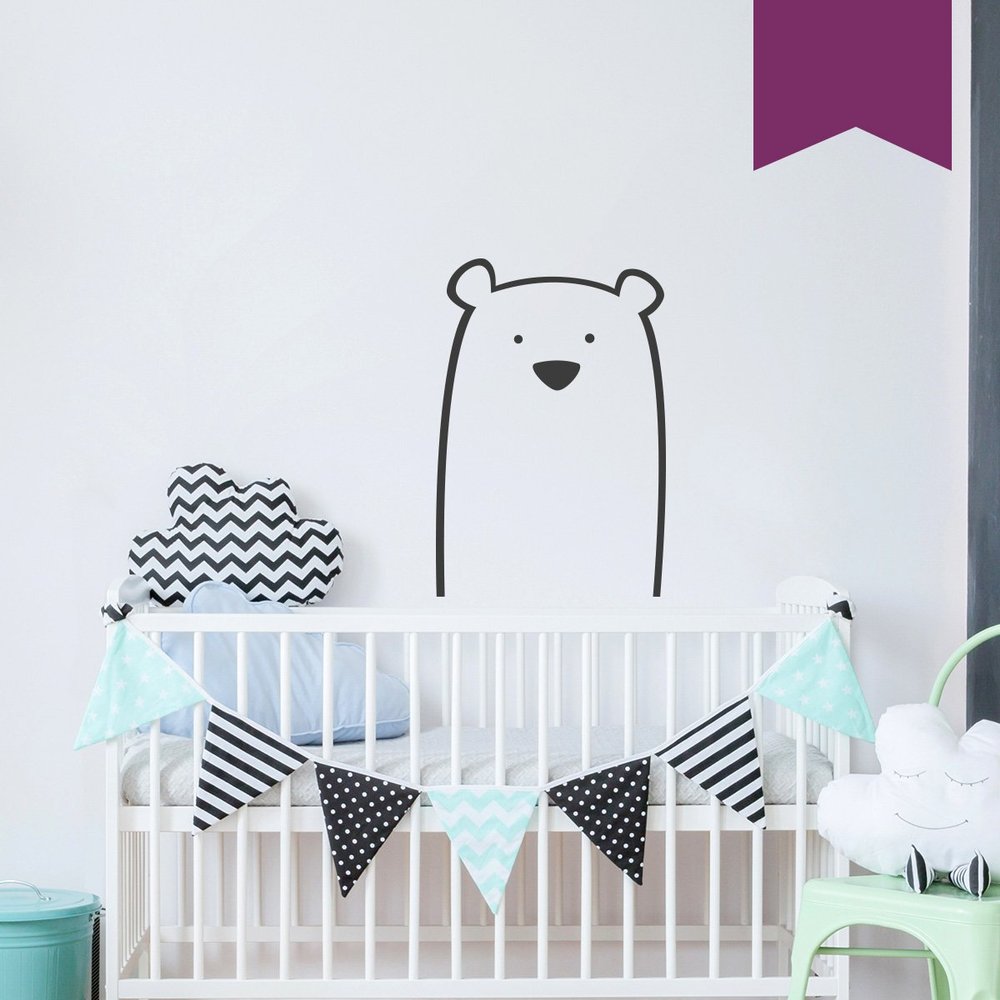 WANDKINGS Polar Bear Wall Decal, 71 x 105 cm, Aubergine