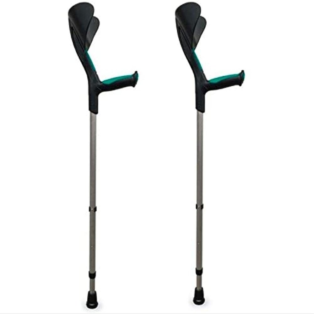Advance Adult Forearm Crutches, 2-Pack, Height-Adjustable, Aluminum, Green