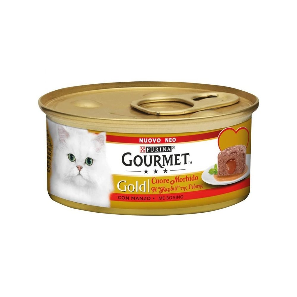 Gourmet Gold Soft Heart Wet Cat Food with Beef, 85 g