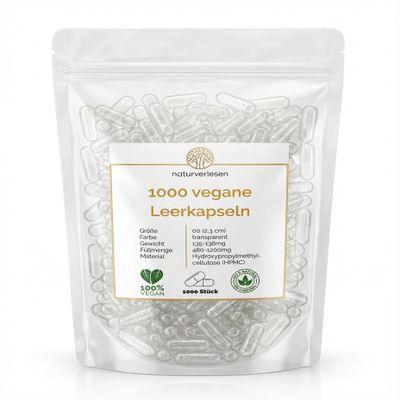 1,000 Vegan Empty Capsules Size 00, Halal & Kosher, HPMC