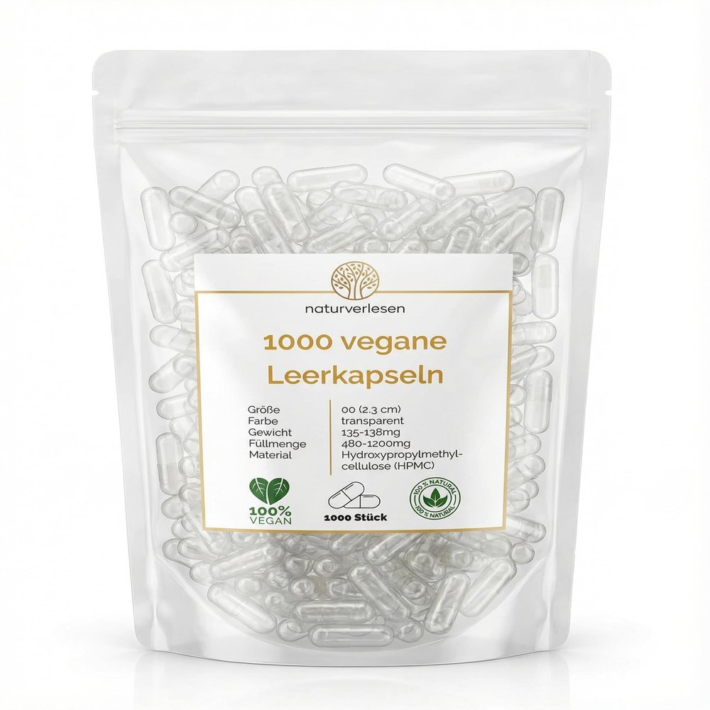 1,000 Vegan Empty Capsules Size 00, Halal & Kosher, HPMC